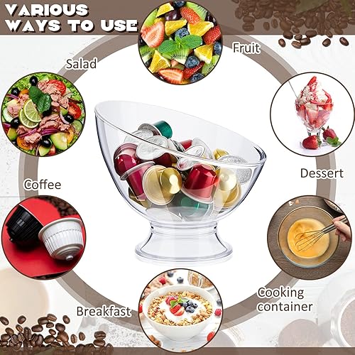 Miniatura 7 de Zubebe 2 unidades de soporte transparente para contenedores grandes para cápsulas de café, soporte para crema, ensalada, plato de dulces, frasco de