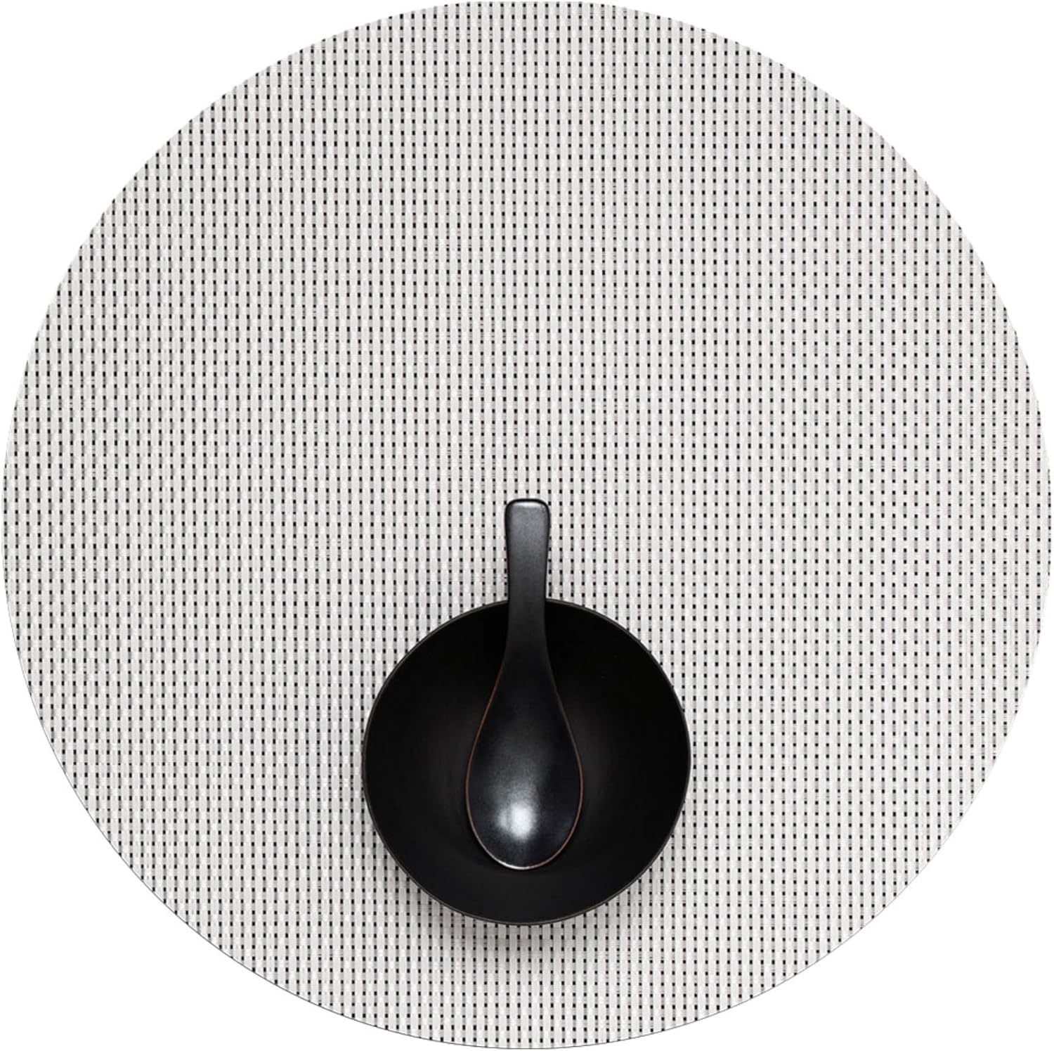 Chilewich Basketweave Placemats - Round Woven Placemats Set of 4 - Reusable, Stain-Resistant, Indoor/Outdoor Tabletop Protection - White - 15" Round