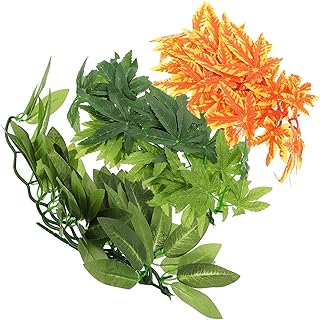 3 Pçs Caixa De Estimação Escalada Rattan Réptil Decoração Terrários De Vidro Para Plantas Artificiais Decorativas Para Sala Réptil Anfíbios Folhas De Plantas Terrário Ramo Plantas