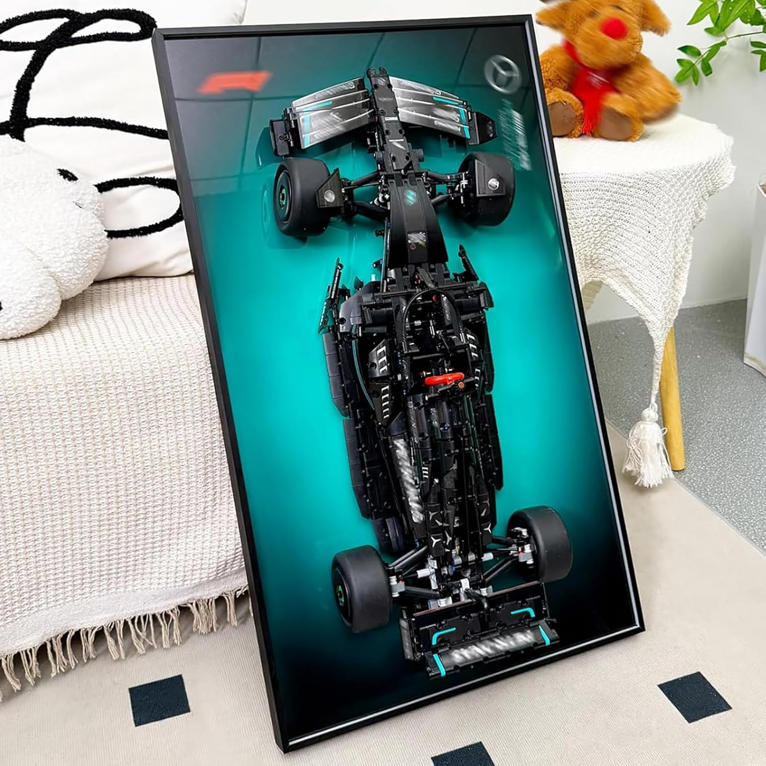 Display Wallboard Compatible with Lego Technic Racing RB-20 42206 Car Model, Adult Collectibles Car Wall Mount, Gift Idea, Home Decor(No Car Included)