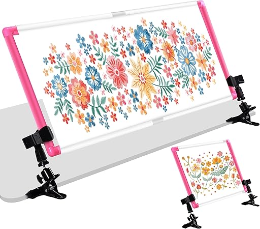 XEmbro Large Embroidery Scroll Frame, Adjustable Cross Stitch Scroll Frame, Plastic Clip Frame for Embroidery, Punch Needle Frame Scroll Frames for Cross Stitching, Needlework(34.6 x 14.2 Inches)