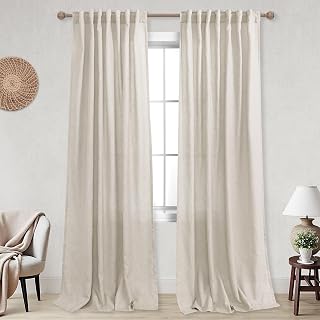 KOUFALL Back Tab Rod Pocket Linen Sheer Curtains for Living Room-Linen-52x92