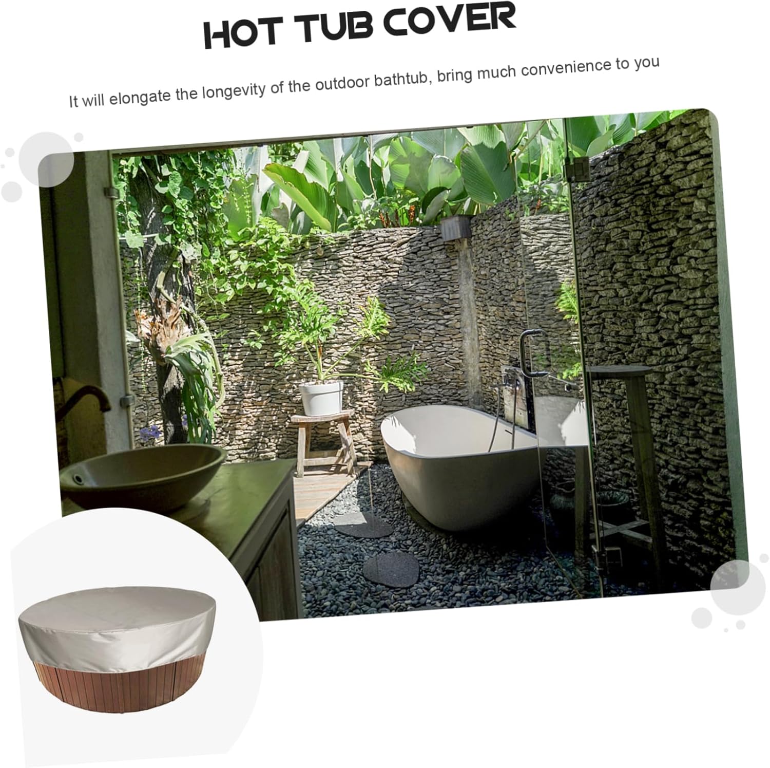 1Pc Round Hot Tub Cover Outdoor Protector for Tubs Durable Spa Cap Shielding from Rain Sun and Wind