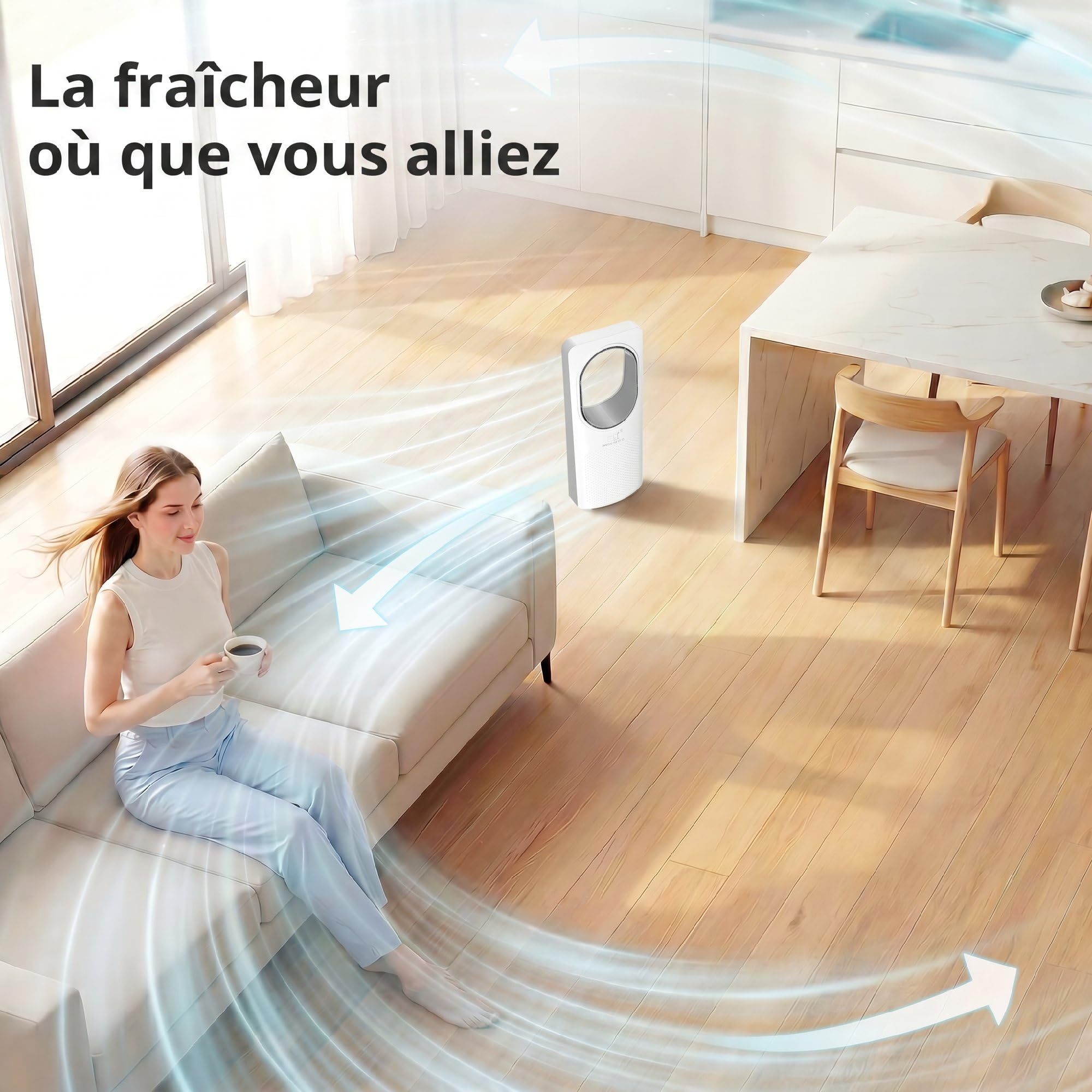 HOMCOM Ventilateur colonne ultra-silencieux 36 dB, ventilateur tour pour chambre, 62cm de haut, oscillant à 45°, 3 vitesses, 3 modes, minuterie 15 H, télécommande, blanc