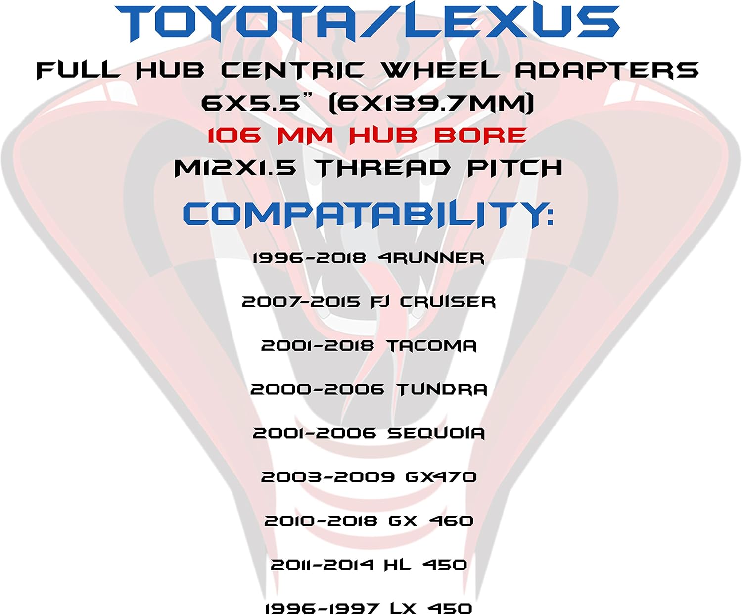 4 Pc 1.25" Black Hub Centric Wheel Spacers Adapters 106mm H.B + 24Pc 12x1.5 Chrome Spline Lug Nuts