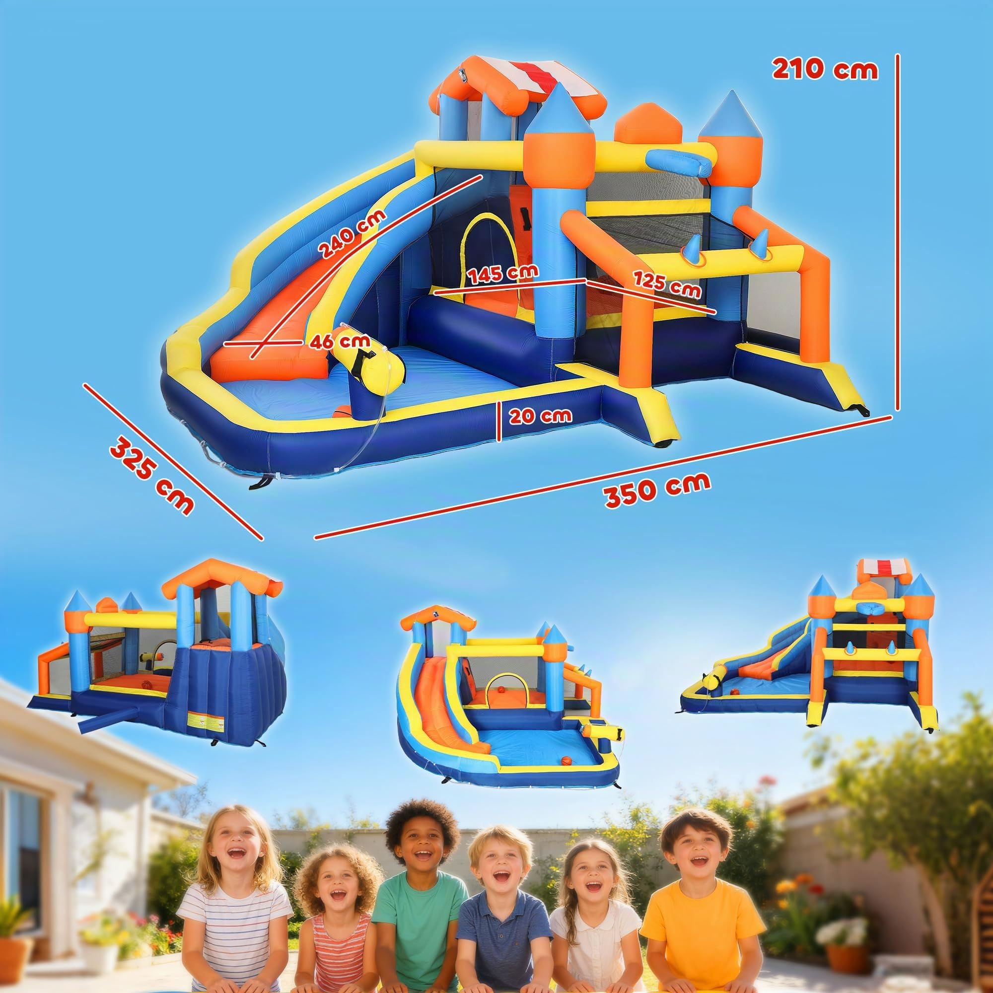 AIYAPLAY Château Gonflable Extérieur Parc Aquatique avec Souffleur 8 en 1