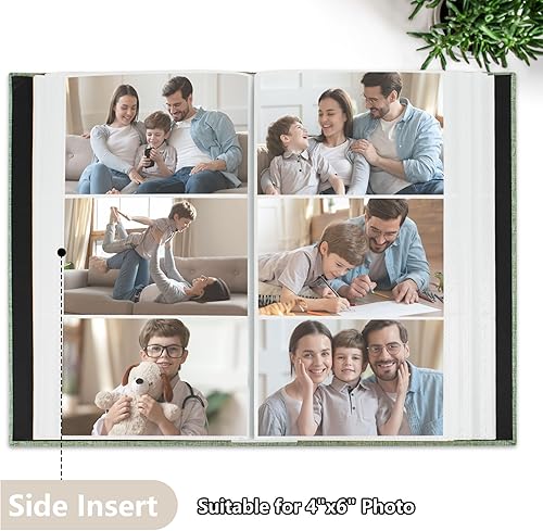 Vista 58 de Álbum de fotos de 4 x 6 pulgadas, 100 bolsillos, álbumes de fotos con cubierta de lino, álbumes de fotos para familia, boda, bebé, libro de fotos