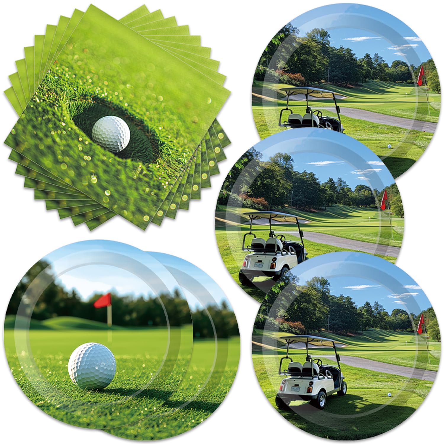 Golf Party Tableware Set ,Happy Golf party Supplies green and white,Golf Party Dessert Plates Napkins for Golf Ball Sports Games Player Club Themed Birthday Decorations (Golf)