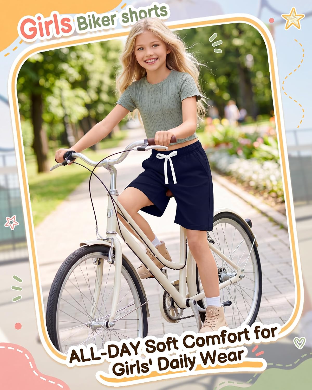 4 Pack Girl's Bermuda Shorts Wide Leg Loose Knee Length Shorts Youth Casual Active Athletic SweatShorts 5-16 Years