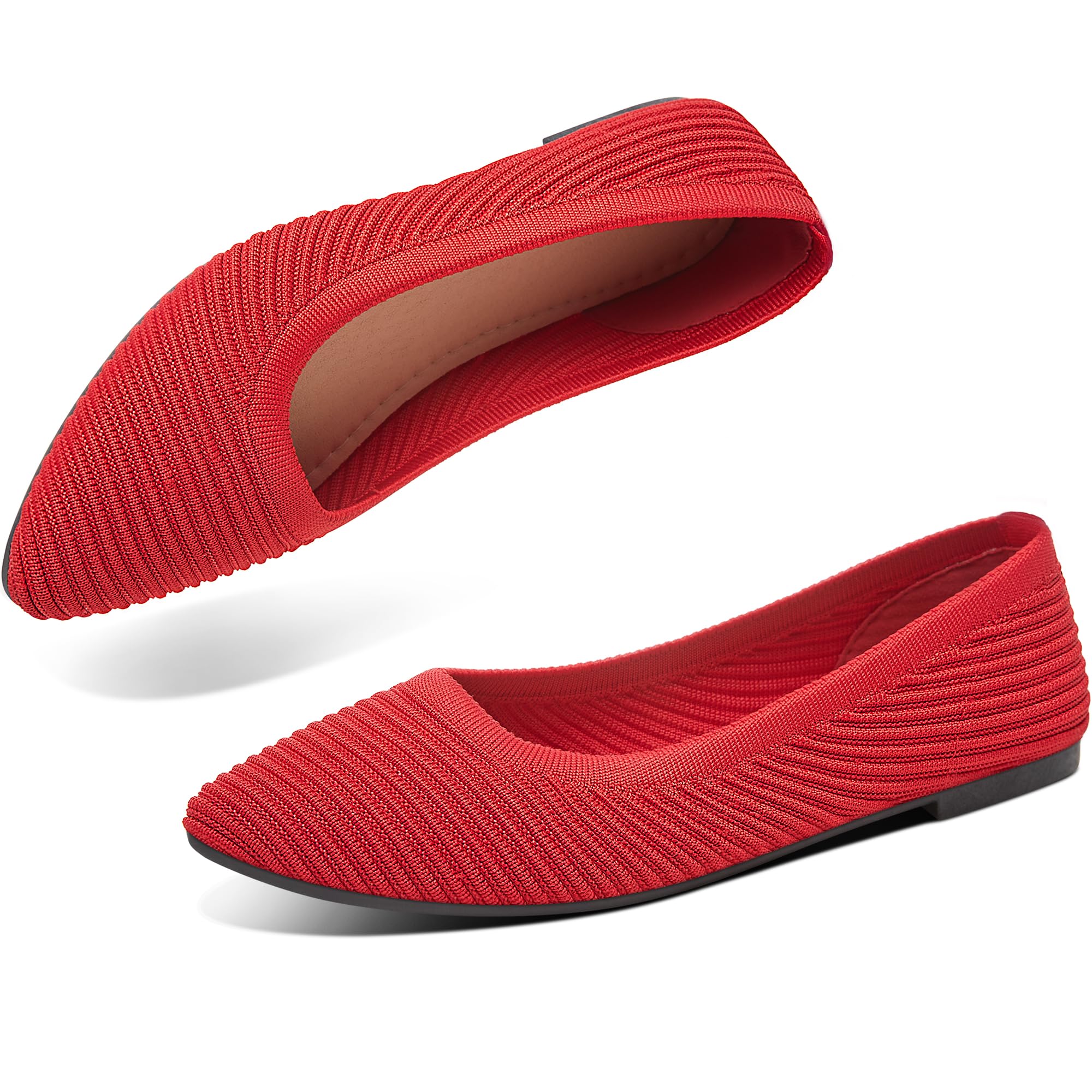 ALTOCIS Womens Knit Ballet Flats Ladies Comfortable Pointed-Toe Dressy Shoes Casual Soft Flat Shoes Ballerina Walking Flats Shoes