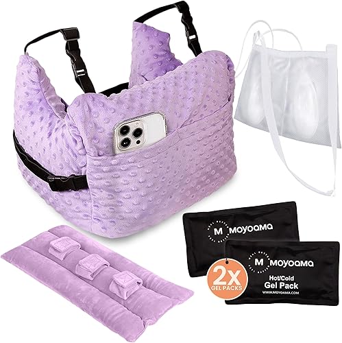 Vista 83 de MOYOAMA Paquete de felpa negra: almohada de mastectomía diseño IR con bolsa de ducha, 2 paquetes fríos y almohada para cinturón de seguridad Tinta