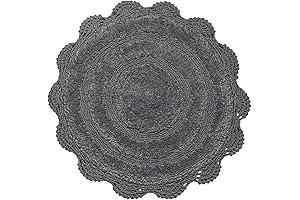 Chardin Home Griffin Grey Crochet Circular Bathroom Rug