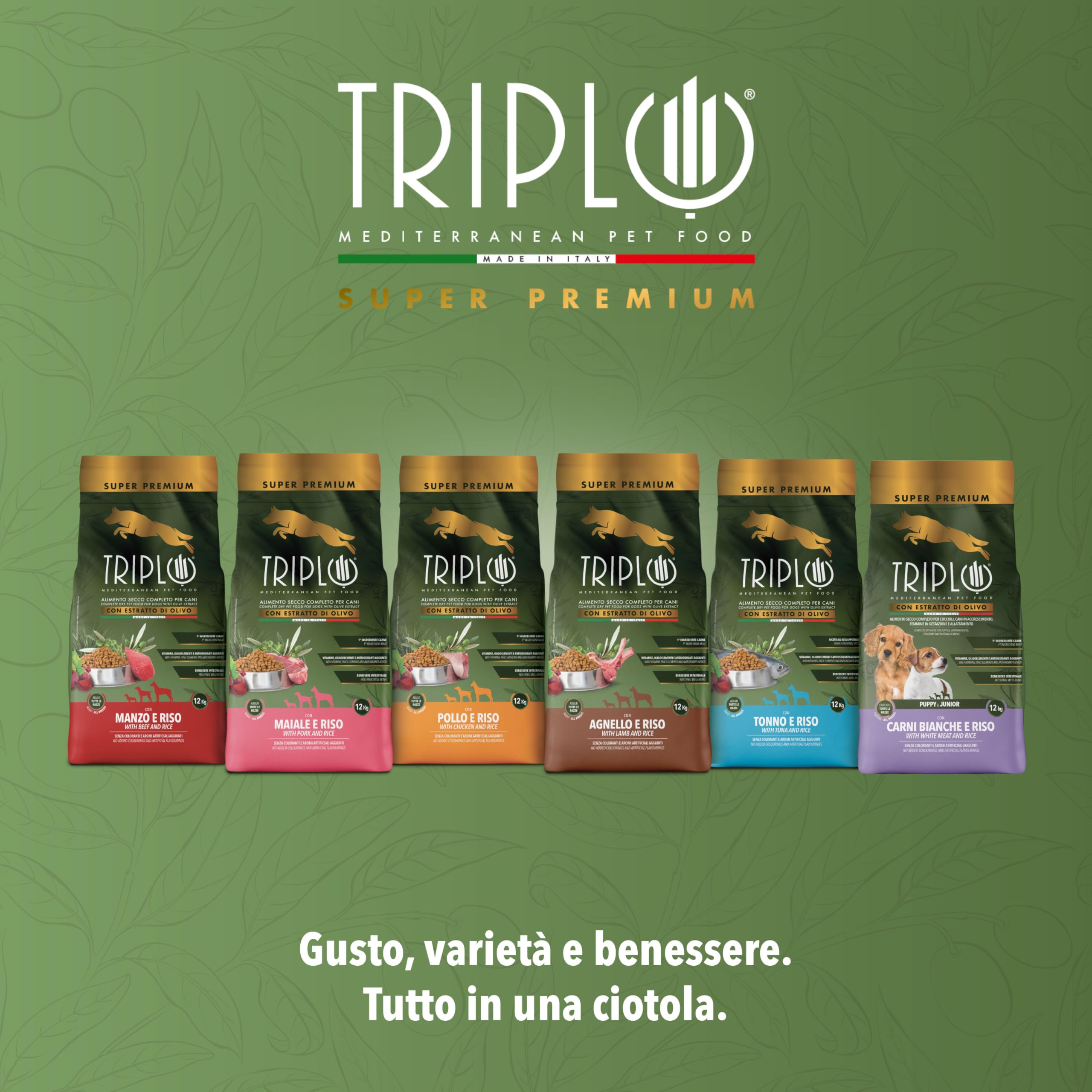 TerComposti - Triplo Pet Food Tonno e Riso 3kg x4, Ideale per Adulti di Tutte le Razze, Pelo Lucido e Folto, Crocchette Cani con Estratto di Olivo, Cibo per Cani Secco Nutriente e Bilanciato