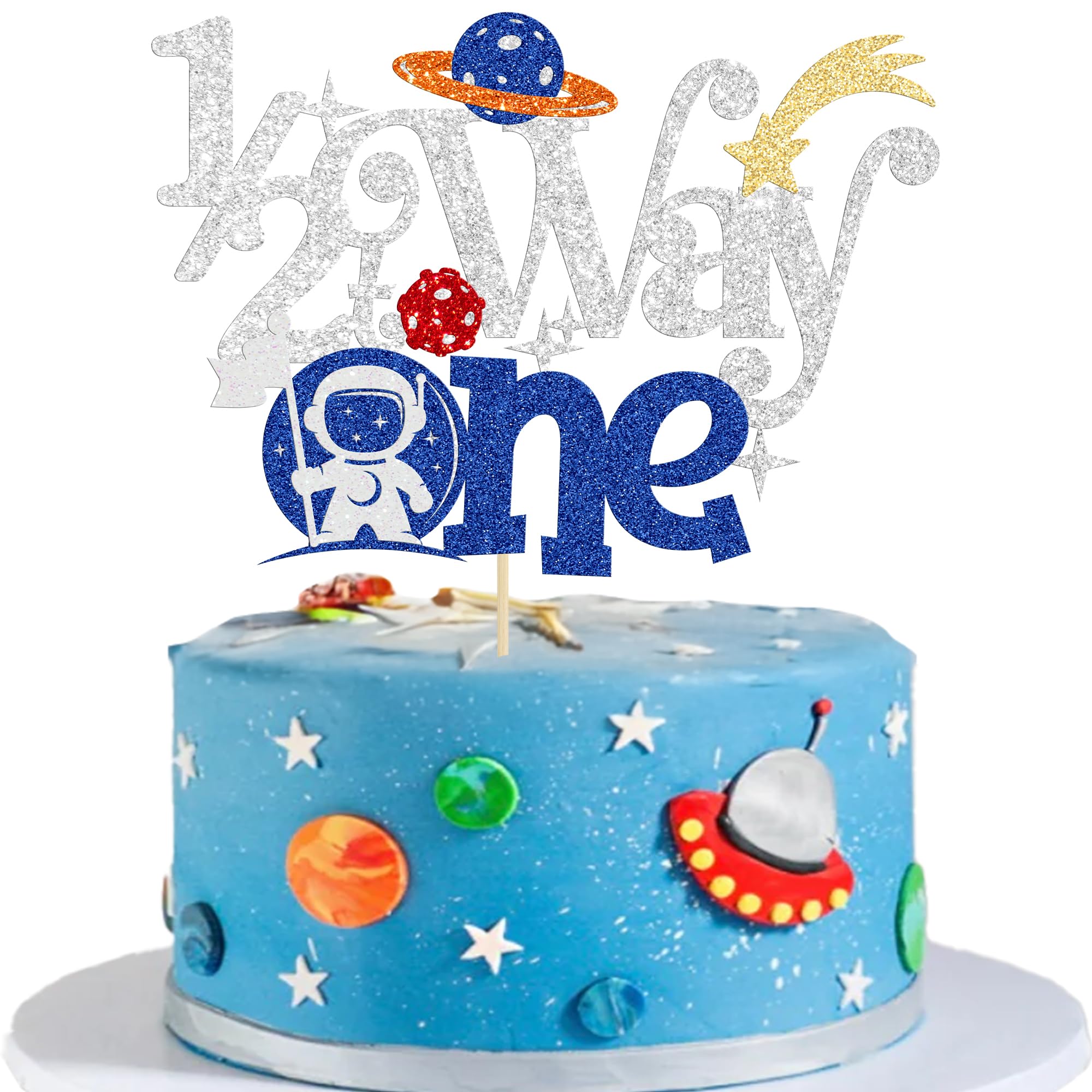 Ephlyn 1Pc 1/2 Half Way to One Cake Topper Glitter Half Way to Go Cake Pick Happy 6 Months Birthday Cake Decoration for Baby Happy 6 Months Birthday