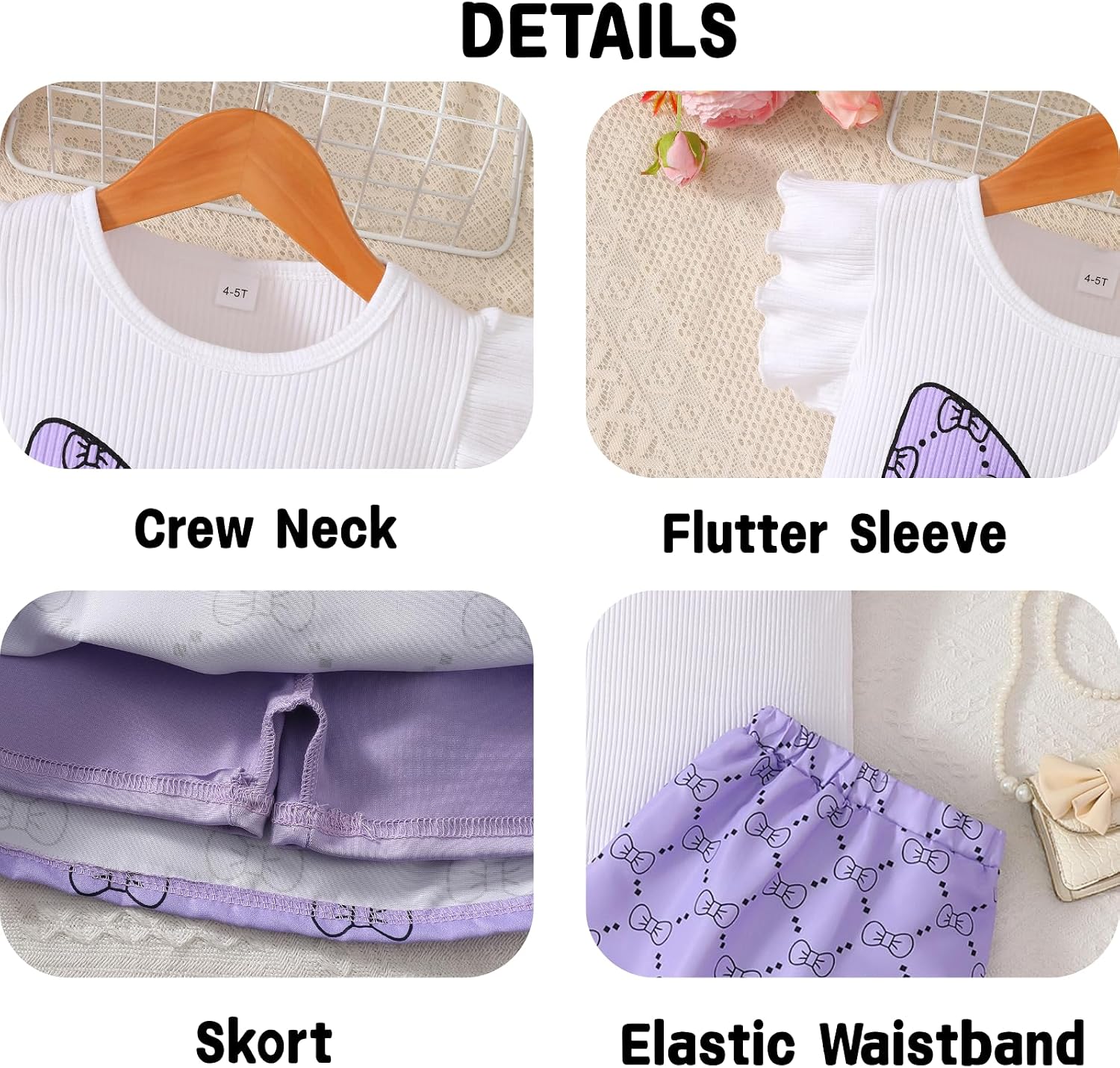 Azmxynol Toddler Girls Clothes Cap Sleeve T-Shirt + Bowknot Print 2pcs Summer Shorts Outfit Set For Girls, Size 4-8 Years