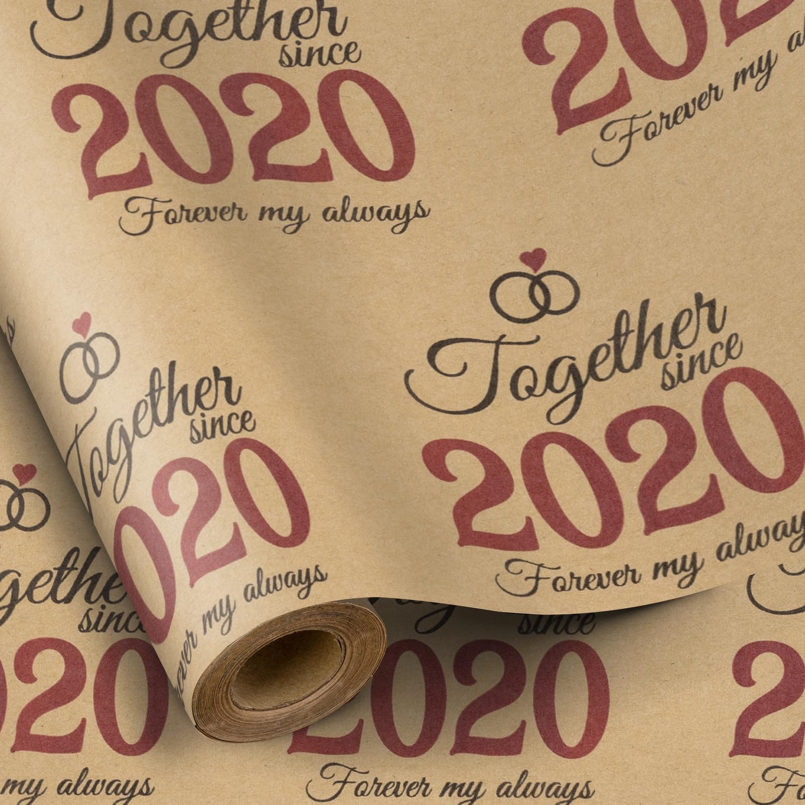 RUSPEPA 5th Anniversary Wrapping Paper - Eucalyptus Leaves Gold Design 17x16.4 Ft