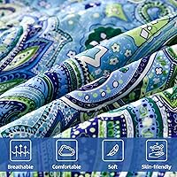 Vista 112 de DJY Juego de edredón de cachemira marrón, tamaño Queen, juego de colcha bohemia de 3 piezas, ropa de cama de microfibra suave y ligera con estampado