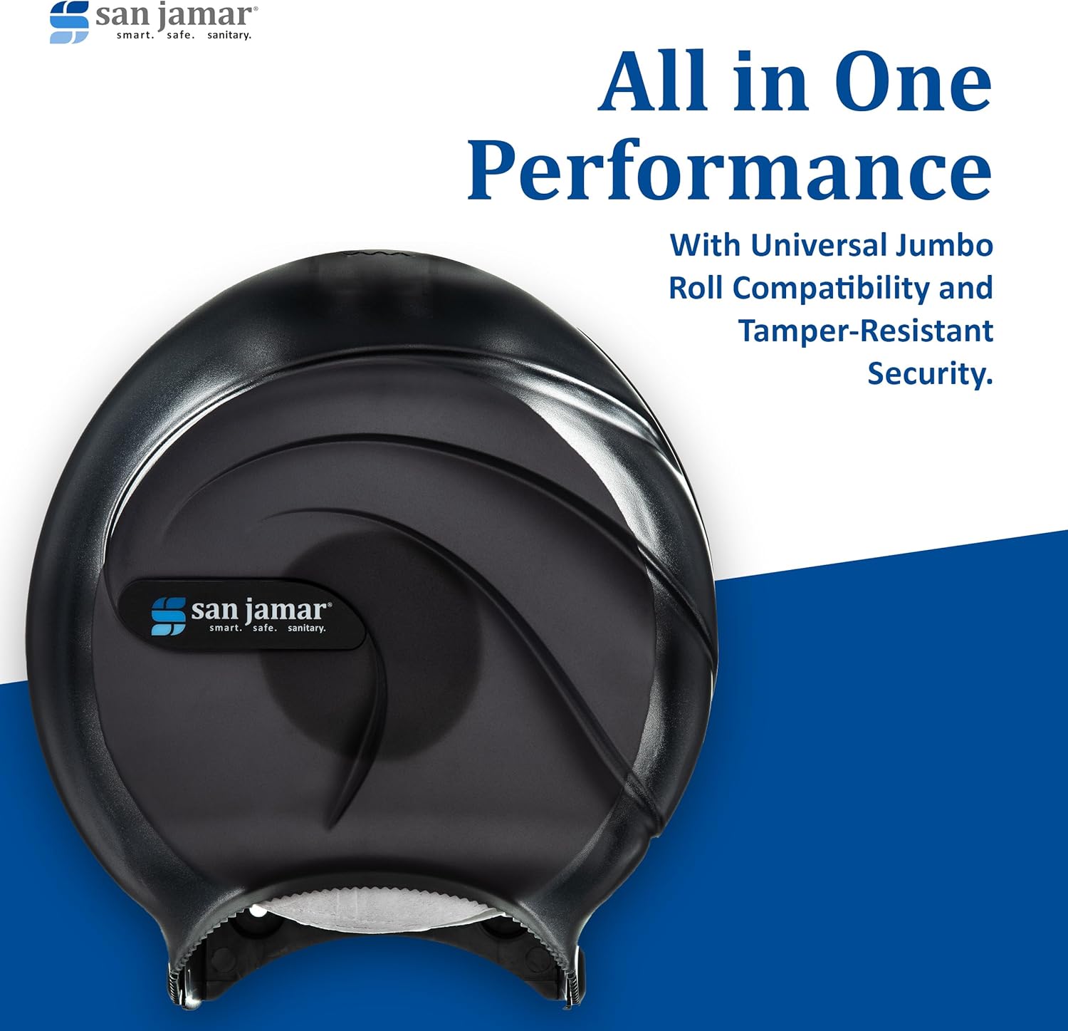 San Jamar Oceans Plastic Single Jumbo Bath Tissue Dispenser, 3.25" Core, Black Pearl, 1 Count (Pack of 1)