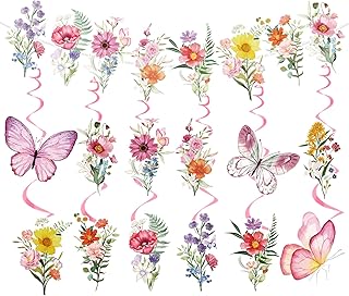 Wildflower Butterfly Birthday Decorations - 13 Pcs Flower Banner Garland...