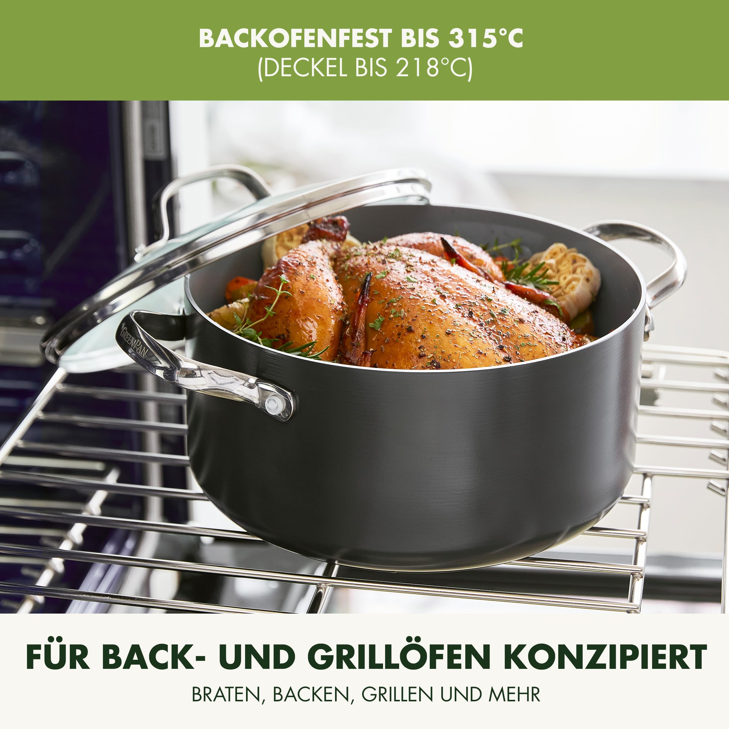 GreenPan Valencia Pro Harteloxierte Gesunde Keramik Antihaft 18 cm / 2 Liter Stielkasserolle mit Deckel, PFAS-frei, Induktion, spülmaschinenfest, Backofenfest, Grau