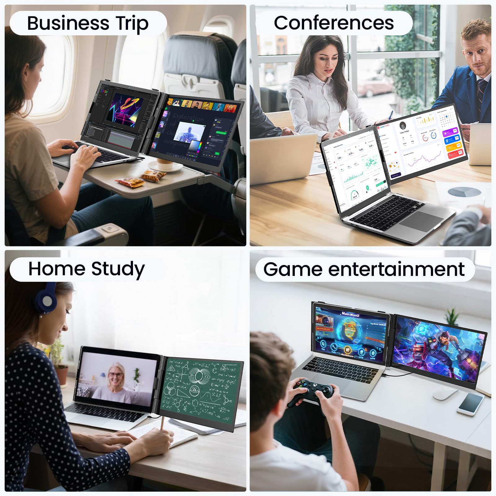 Estensore per schermo portatile, 14 pollici, FHD 1080P, monitor portatile per laptop, ultra sottile, leggero, estensore portatile Plug & Play per laptop da 13"-17", compatibile con Mac/Wins/Chrome