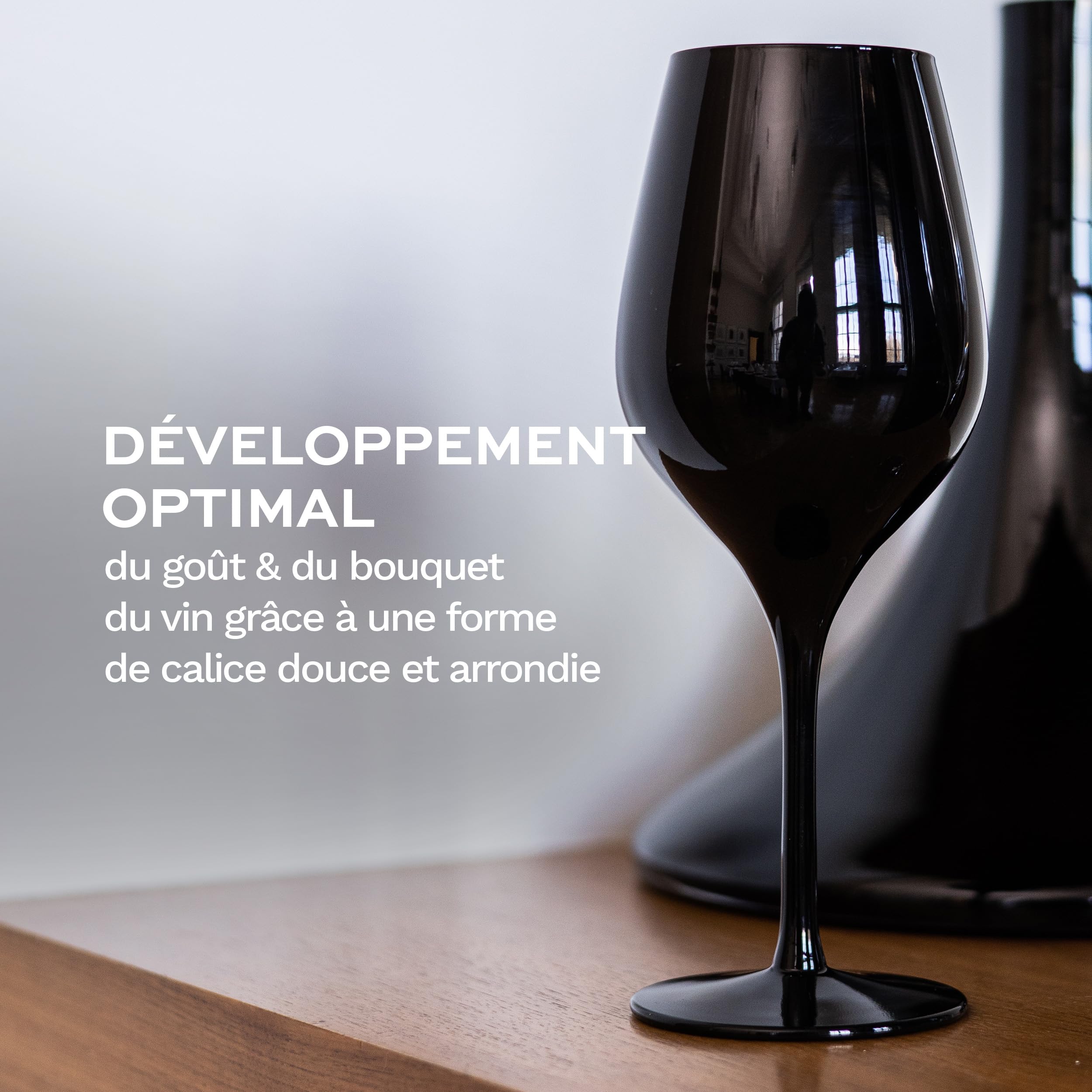 Intirilife Lot De 6 Verres à Vin Design Moderne Noir Élégant - 500 Ml - Cristal Résistant Aux Chocs, Parfaits Pour Vin Rouge, Blanc Ou Rosé, Lavables Au Lave-Vaisselle