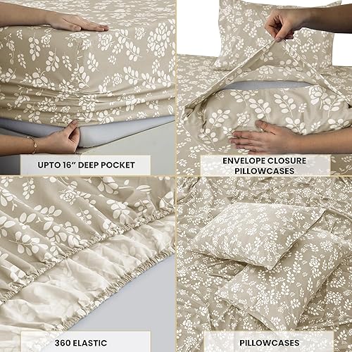 Miniatura 4 de LUX Décor - Juego de sábanas de tamaño King, 4 piezas de microfibra suave sin arrugas, lujosas sábanas estampadas, incluye sábana encimera, sábana