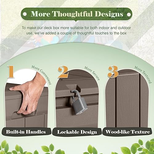 Miniatura 4 de Homall Caja grande de resina de 85 galones, impermeable, almacenamiento al aire libre con candado, organizador y contenedor de almacenamiento para