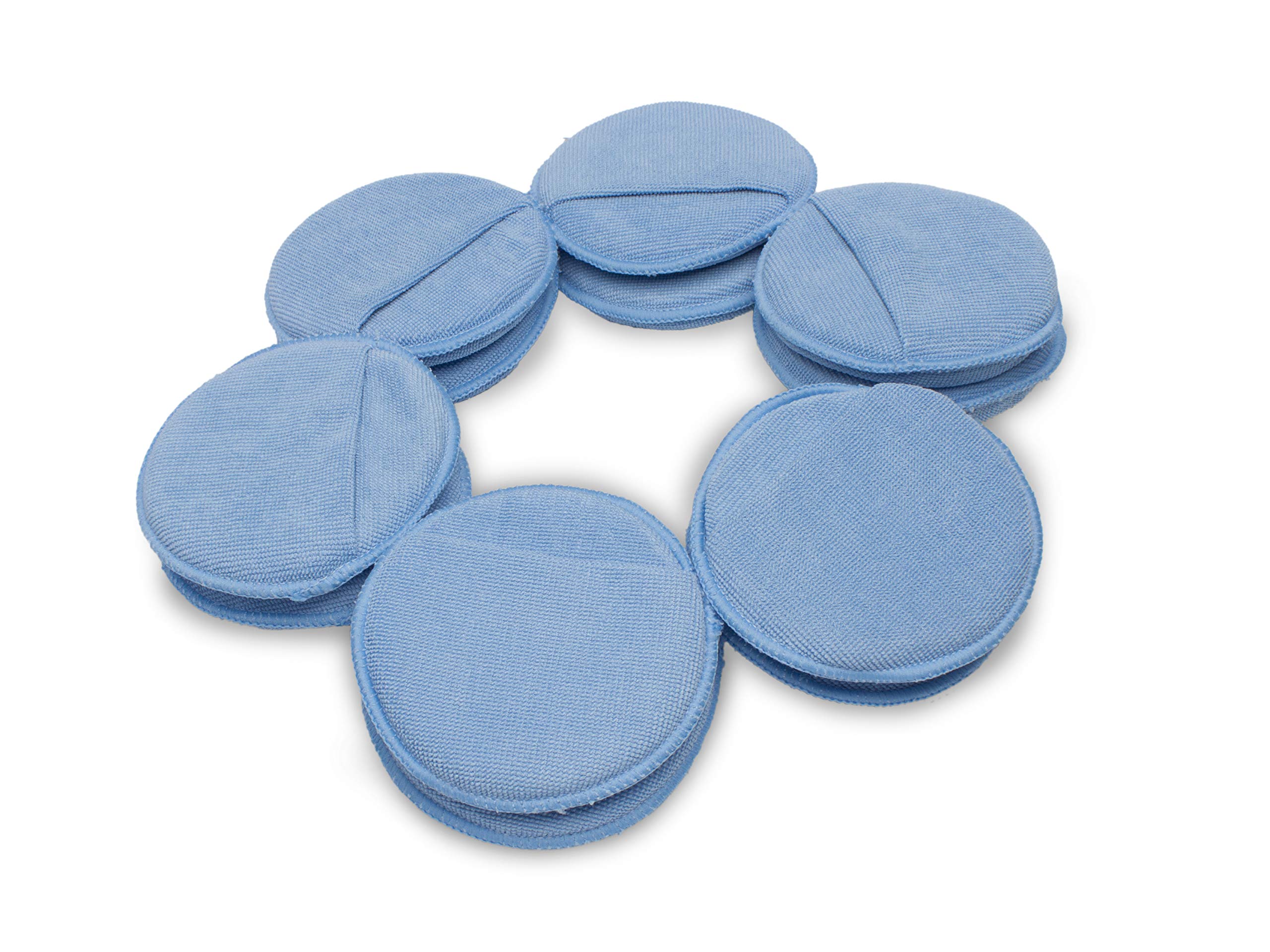 Ltwhome Blue Microfiber Wax Polish Applicator Cleaning Detailing Foam Sponge Pad With Finger Pocket For Cars (Pack Of 12)