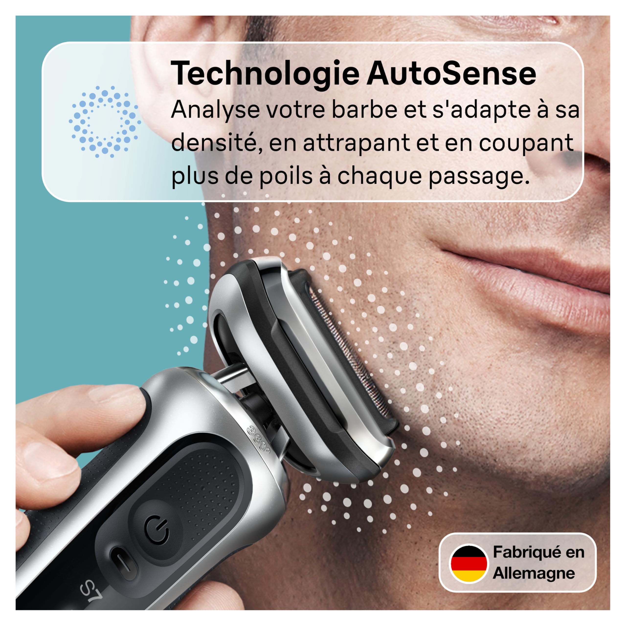 Braun Rasoir Electrique Homme Series 7 70-S7200cc Argent, A Grille, Sans Fil, Étanche, Rechargeable, Coffret De Rasage Avec Station De Nettoyage, Tondeuse Même Pour Les Barbes Dures