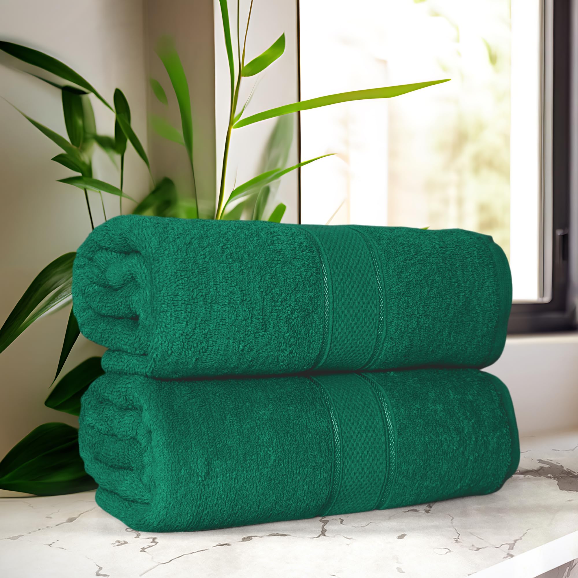 ZZZMRH 2 Pack Luxury Bath Sheets towels (90 x 180 cm) - 100% Egyptian Cotton Towels Soft Absorbent Quick Dry Extra Large Bath Sheet – Super Soft Hotel Quality Bath Towels Large, Jade