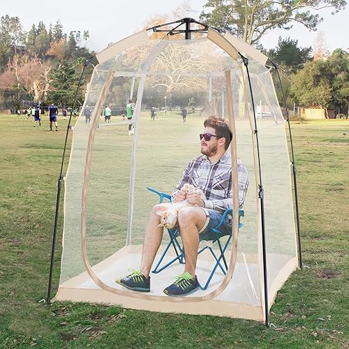 Miniatura 12 de All Weather Proof Pod Sports Tent,Outdoor Weather Tent Sports Pod Pop Up Shelter with Sealed Floor,2-4 Person Clear Tent for Sport