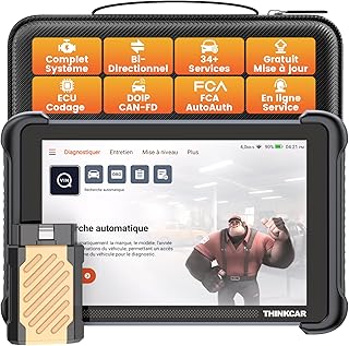 THINKCAR Outil D'analyse Bidirectionnel sans Fil, Outil de Diagnostic Automobile Tous Systèmes THINKSCAN 689BT, Scanner OBD2 Bidirectionnel avec Codage ECU, 34 Services, FCA AutoAuth, CANFD et DoIP