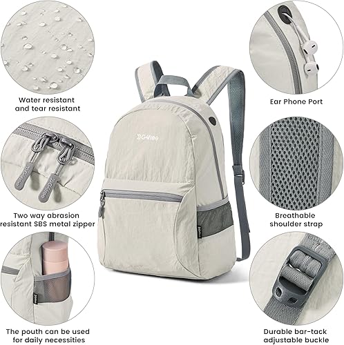 Miniatura 40 de G4Free Ultra Ligero plegable Mochila Senderismo bolsa de diario, práctico plegable camping al aire libre mochila beige (A-Beige)