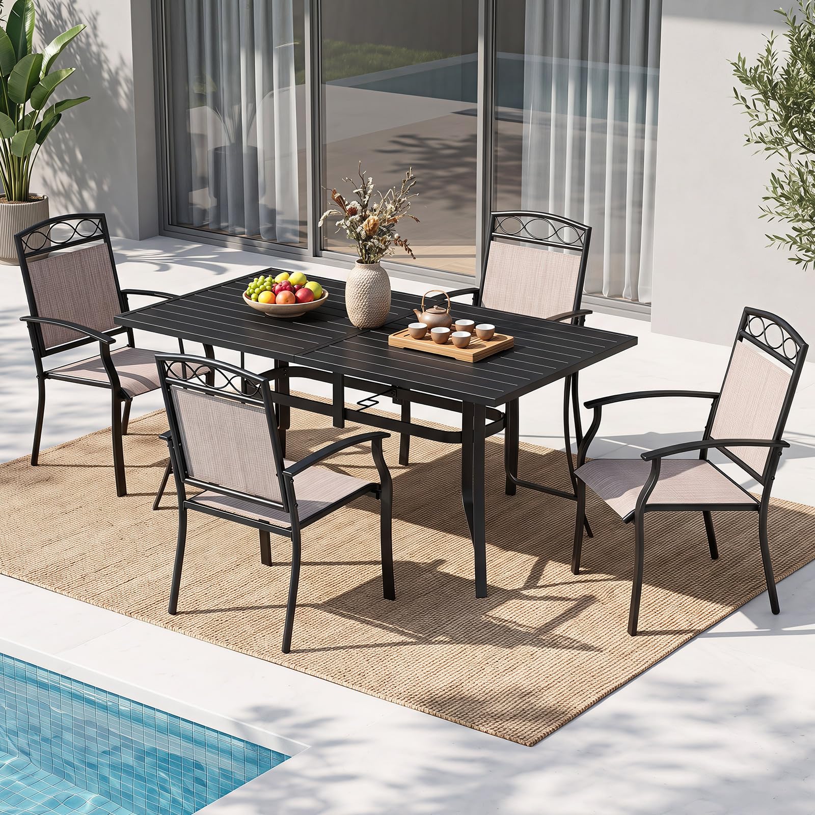 COSTWAY Lot de 2 Chaises de Jardin Extérieur, Tissu Respirant, Charge 150kg