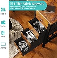 Vista 6 de Lufeiya 47 inch Desk with 4 Drawers & Storage Shelves, Writing Work Study Computer Desk for Home Office Bedroom, Modern Simple Student PC Desks