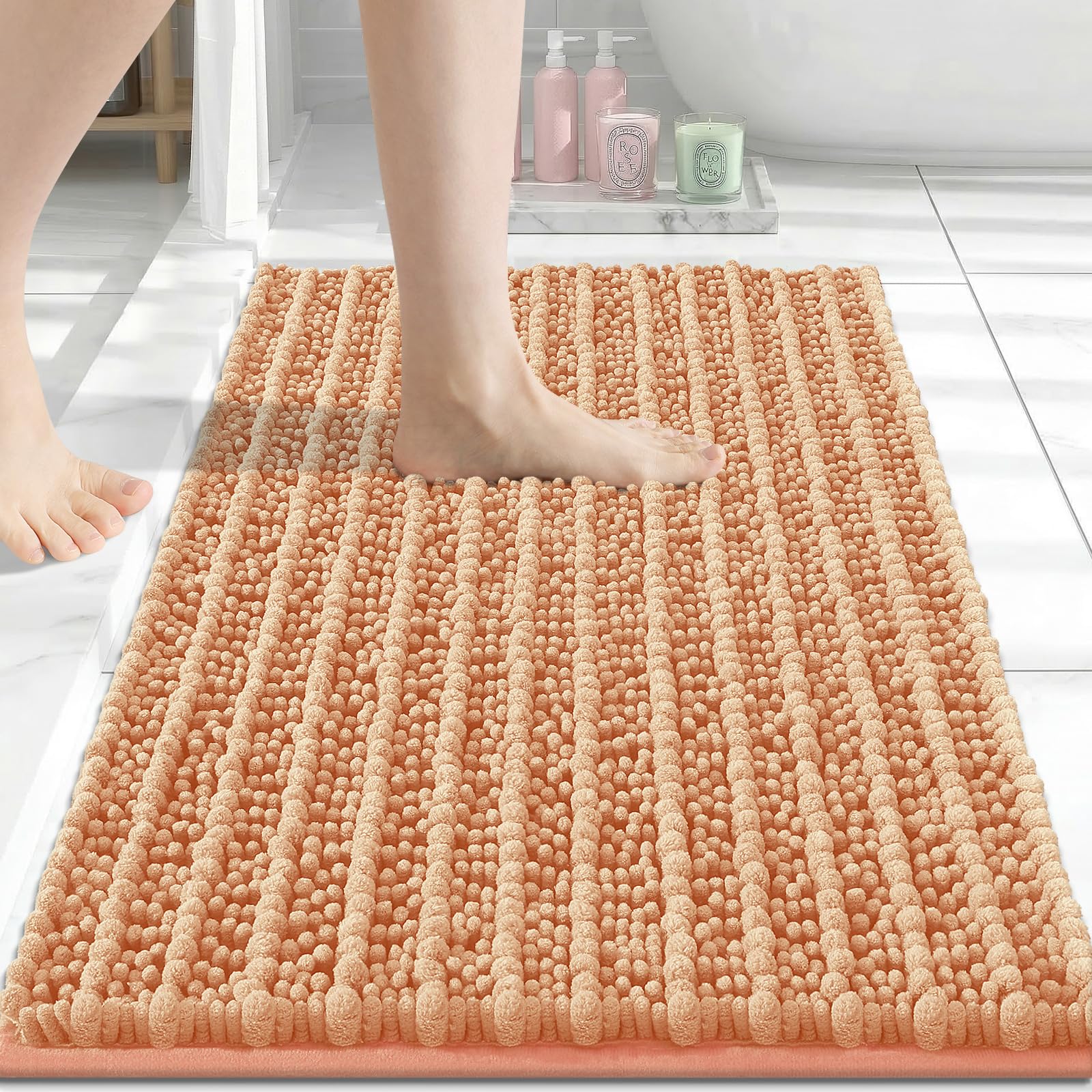 Arotive Bathroom Rugs Mat 24x16, Soft Absorbent Chenille Shaggy Bath Mat