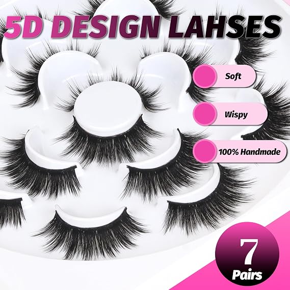 Veleasha Lashes 5D Faux Mink False Eyelashes Fluffy Lash Strips (5D15)