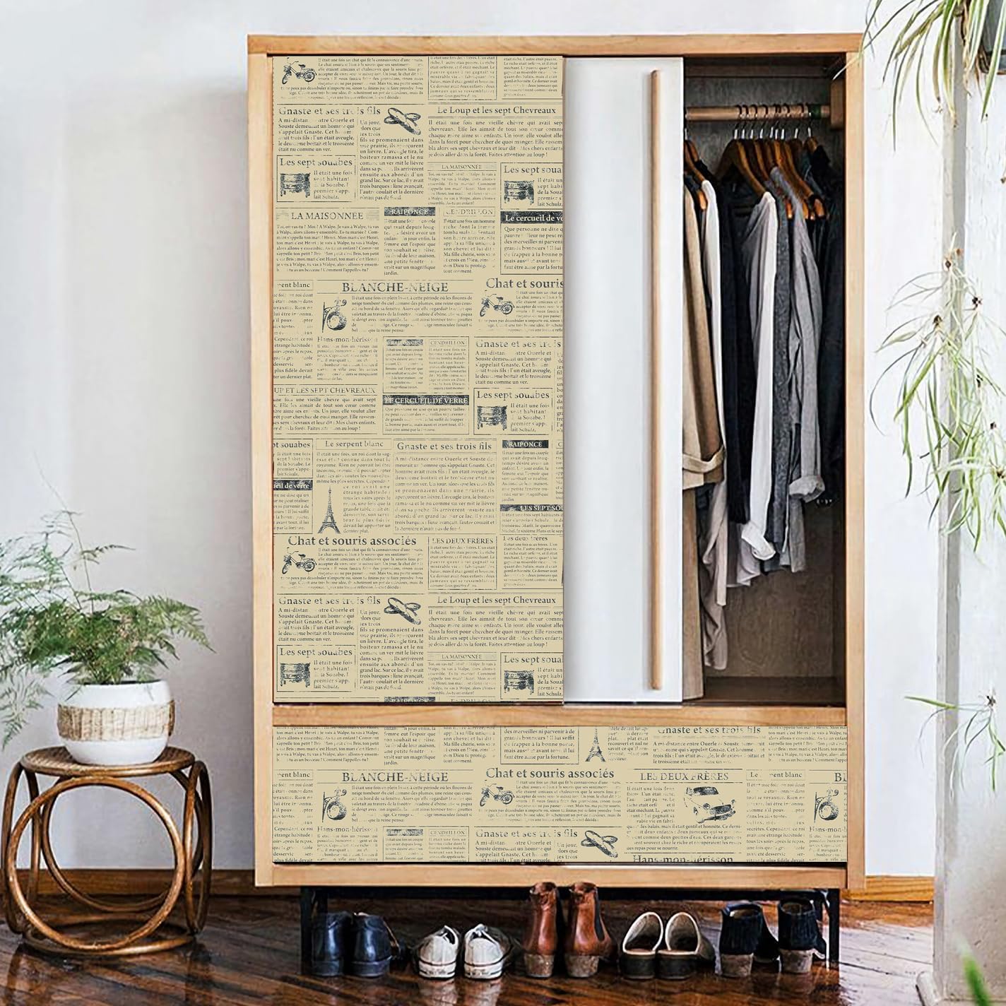 Vintage Newspaper ​Peel and Stick Wallpaper, Newspaper Contact Paper Furniture Decor Self Adhesive Vinyl Film Drawer Shelf Liner for Bedroom Living Room Cabinet Home Decor 17.7" X32.8 ft