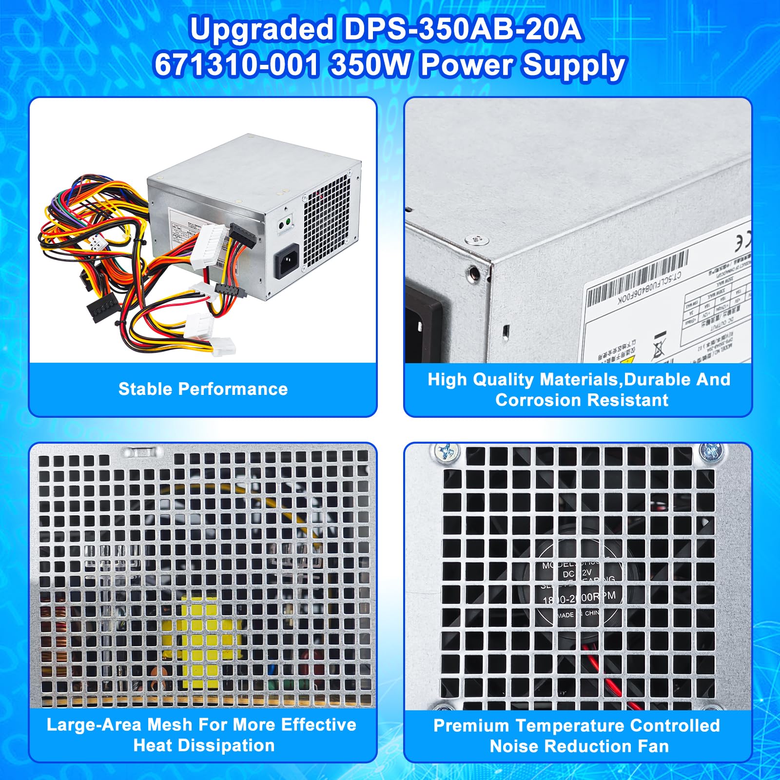 S-Union UPGRADED DPS-350AB-20A 350W ATX Netzteil PSU Kompatibel mit HP ProLiant ML310e G8 671310-001 686761-001 DPS-350AB-20A Netzteil