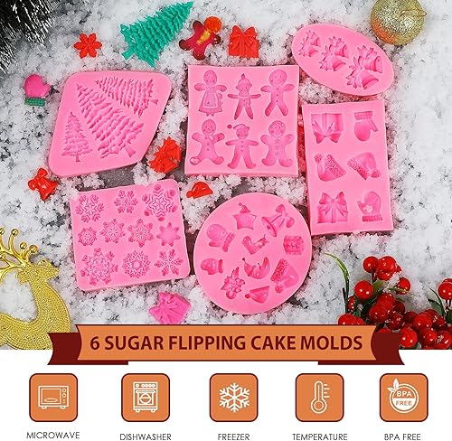 Miniatura 5 de Moldes de silicona para fondant de Navidad, lindo árbol de Navidad, Papá Noel, oso amoroso, alce, muñeco de nieve, invierno, congelado, fiesta,