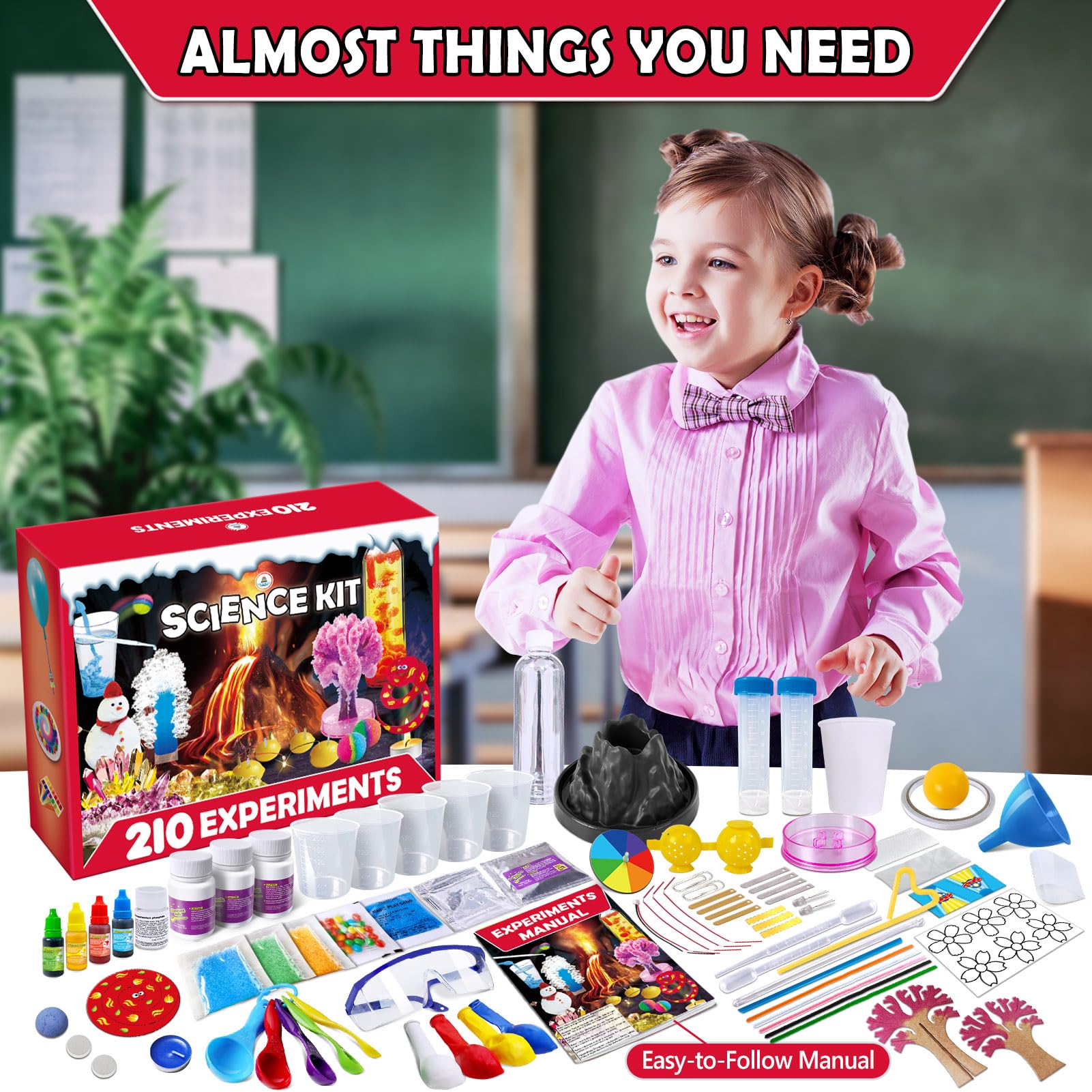 UNGLINGA Kit e Esperimenti Scientifici, Giocattolo Educativo Scientifico 30 Esperimenti con Camice da Laboratorio per Bambini Regali per Costume e Giochi di Ruolo