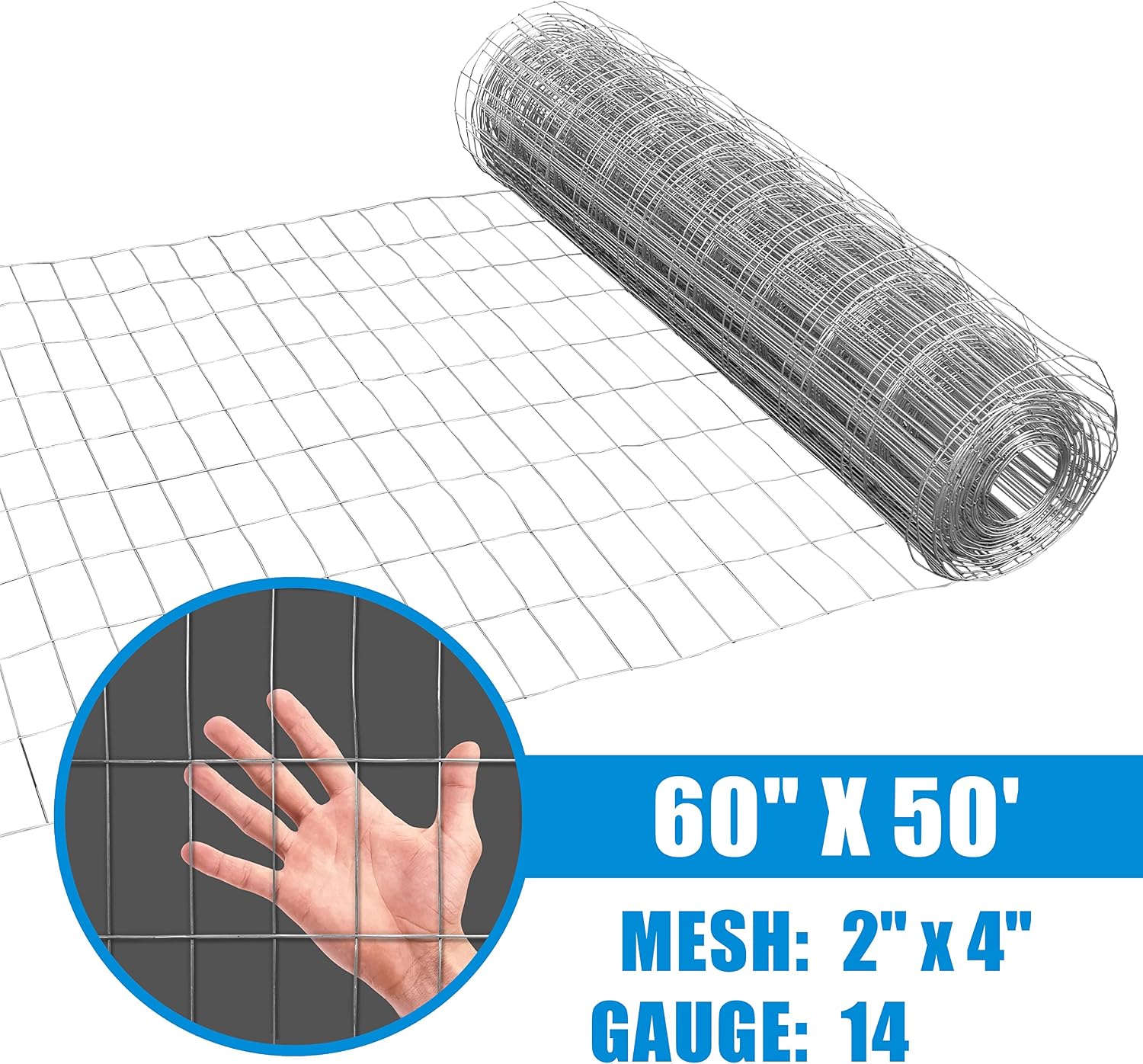 Fencer Wire 14 Gauge Galvanized Welded Wire Mesh Size 2 inch by 4 inch