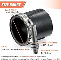 Vista 2 de Juego de 2 abrazaderas de manguera de tornillo sin fin de servicio pesado, rango ajustable 2 3/4"-3 3/5" (70-92mm) Abrazaderas de manguera