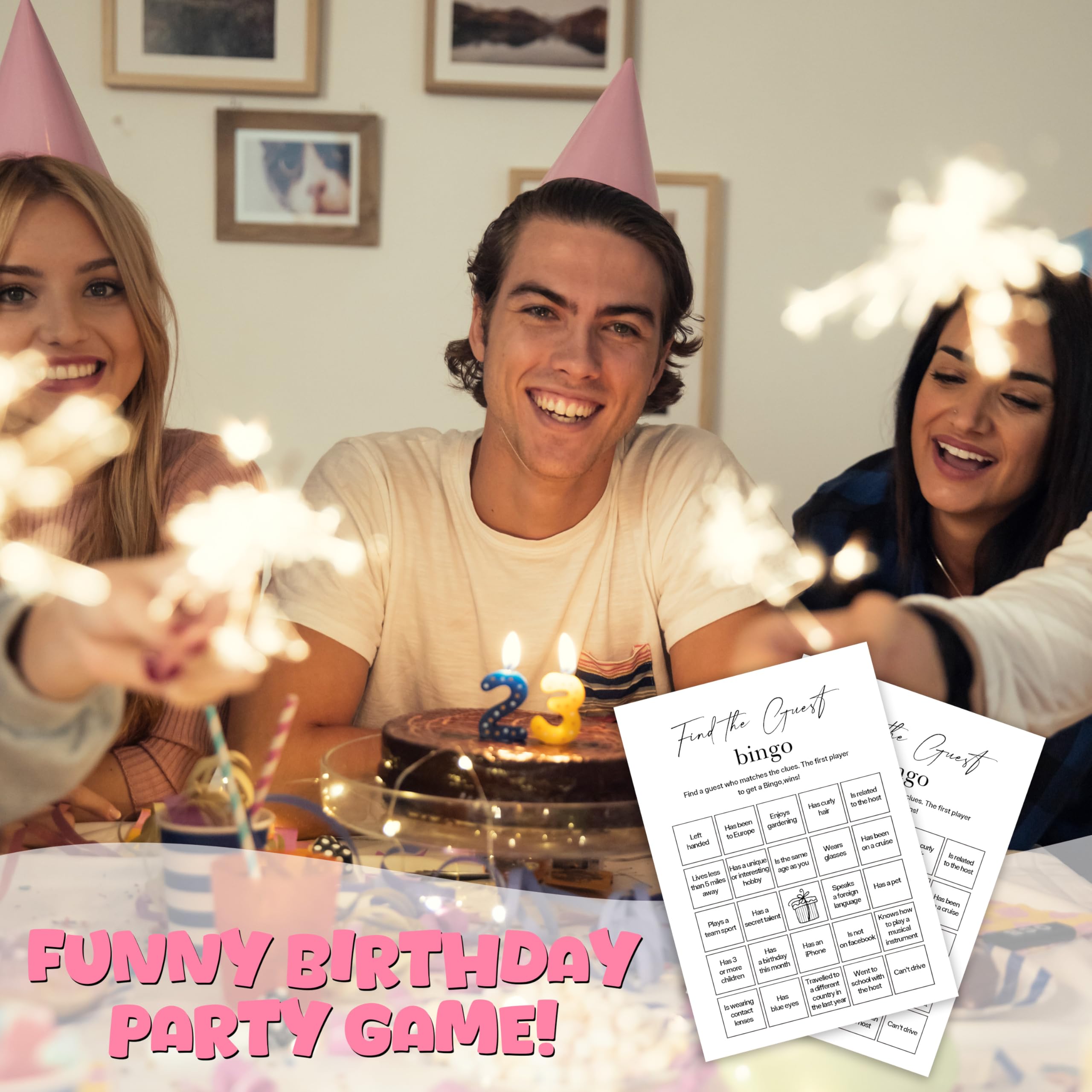 Find The Guest Bingo Game – Birthday Party Activity Set For Girls & Teens (20 Cards, 5x7 Inches)