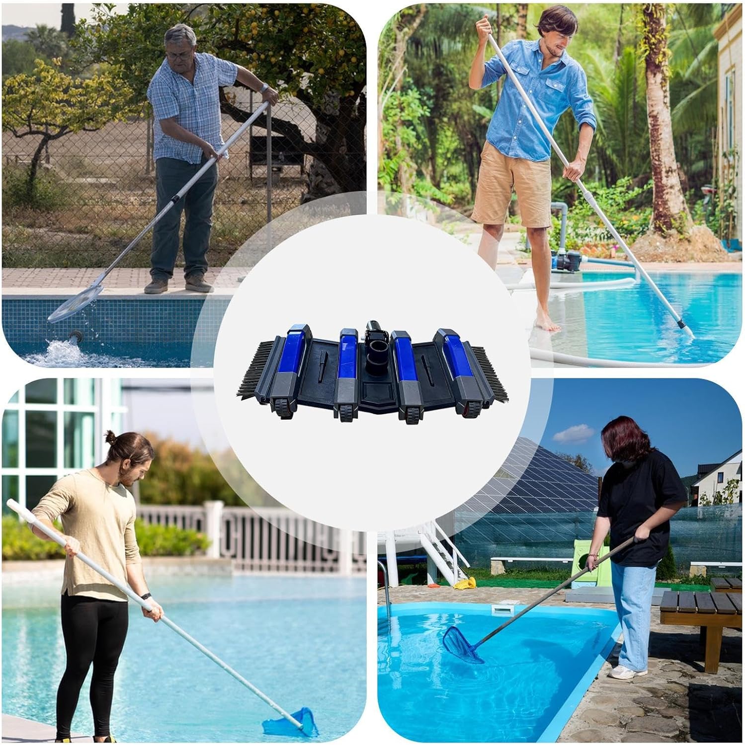 Manual Pool Vacuum Cleaner Head – Heavy Duty 35 cm Parts for Inground Installations with Wheels, Heavy Duty Vacuum Head for Cleaning Spa, Lawn, Garden, Patio with Hose