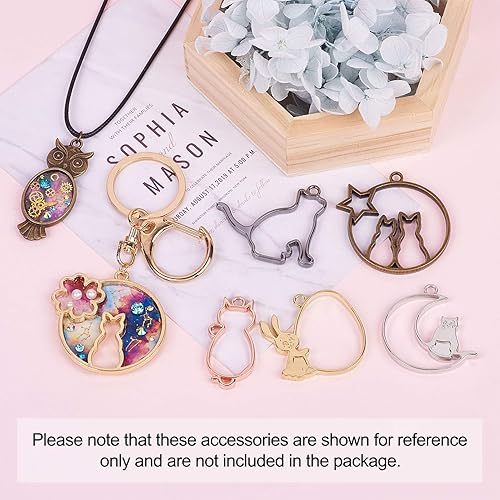 Miniatura 6 de Beadthoven - Colgantes de bisel con parte trasera abierta, colgantes de marco hueco, colgantes de resina hueca, dije de marco de flores prensadas