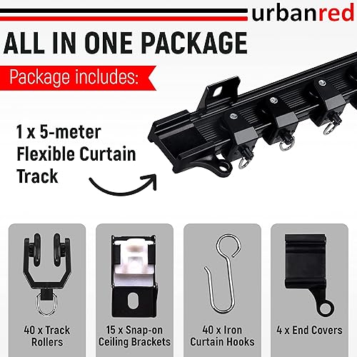 Miniatura 8 de UrbanRed Riel de cortina de techo flexible, divisor de habitaciones, barra de cortina, riel de techo, cortina divisora de pared, montaje en techo,