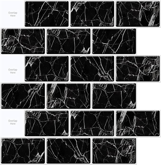 FOKRIM Black Kitchen Wall Tile Sheet Peel and Stick Tile for Kitchen Wallpaper Back Splash, 12 x 12 inches Black Subway Tile with Black Grout (10) (1) at Rs. 322