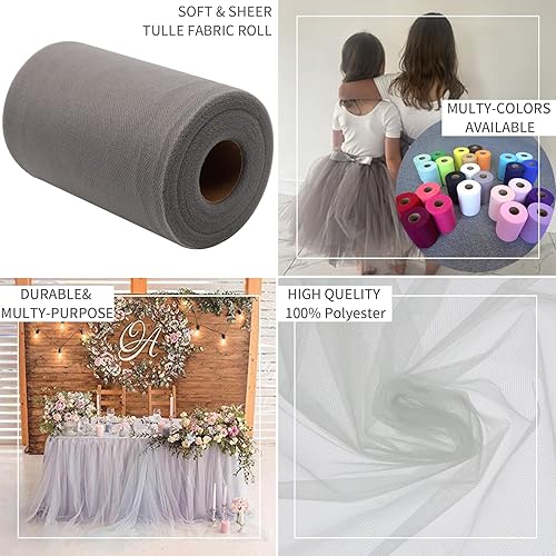 Miniatura 178 de Rollos de tela de tul rojo de 6 pulgadas por 100 yardas (300 pies), carrete de tela, cinta de tul para envoltura de regalos de Navidad, lazo de tutú